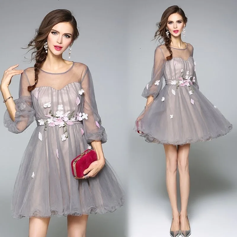 

Hot Round Neck Organza Mini Graduation Dresses Illusion Zipper Back Three Quarter Sleeves A Line Vestidos De Egresadas 2019
