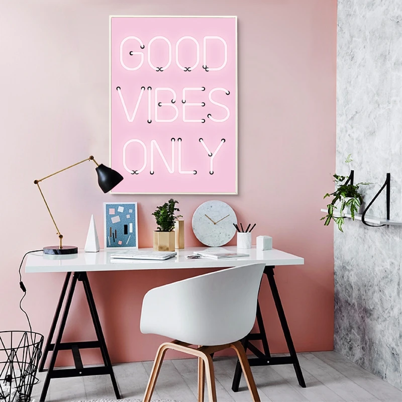 Good-Vibes-Only-Quote-Print-Neon-Lights-Sign-Inspirational-Poster-Pink-Positive-Quotes-Wall-Art-Canvas