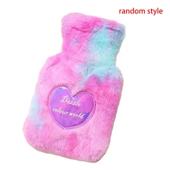 

Mini Hot Water Bottle Bag with Plush Cover Gradient Tie-Dye Fluffy Hand Warmer