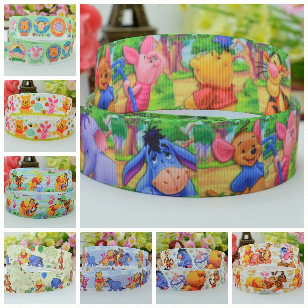 7/8&quot 22mm 2 5 10 50 Yards bear cartoon Printed grosgrain ribbon hair bow DIY handmade Retail |