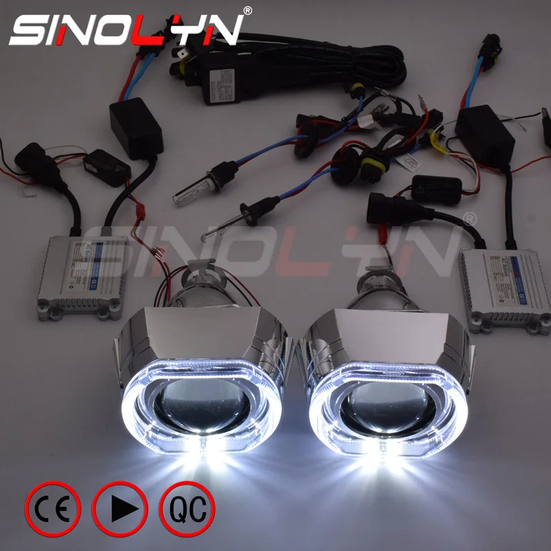 Sinolyn светодиодный комплект с линзами для фар Angel Devil Eyes H4 H7 2 5 HID Биксеноновые