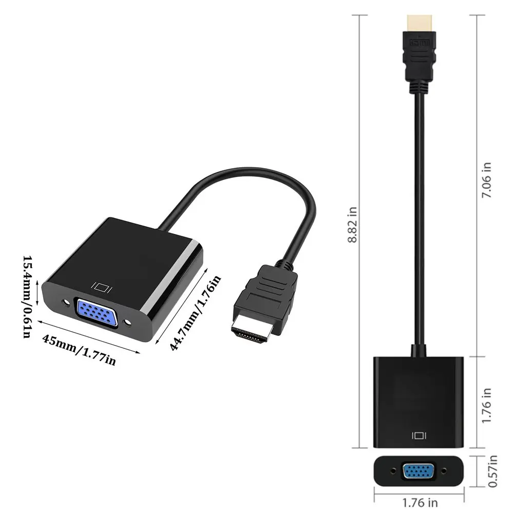 Переходник HDMI в VGA с аудиоразъемом папа мама адаптер преобразователь 1080P цифро