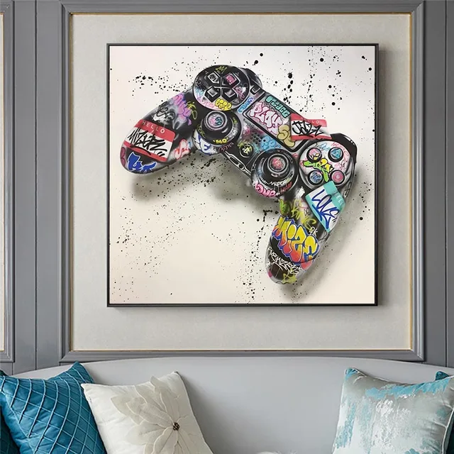 Graffiti Art Gamepad Canvas Art Posters and Print Abstract Game Handle Canvas Paintings on The Wall for Kid's Room Decor Picture 2