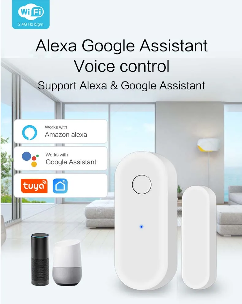 Tuya WiFi Door Sensor Wholesale Window Open / Closed Detector Smart Life APP Control Alexa Google Home security alarm images - 6