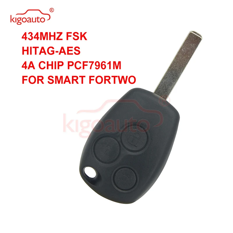 Kigoauto Remote Car Key 3 Button 434Mhz VA6 Blade 4A Chip For New Smart 2015 2016 whatskey 4 bottons flip folding car remote key replacement 315 433mhz 4d60 chip for jaguar x type s type xj xjr uncut fo21 blade