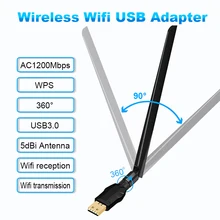 Wifi адаптер 1200 Мбит/с USB3.0 беспроводной Wifi антенный адаптер RTL8812BU 5dBi антенна сетевая карта для ПК Мягкая AP WPS Прямая поставка