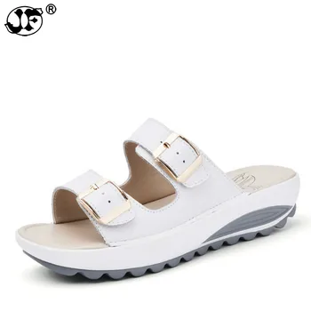 

2019 new summer brand leisure female slippers 4 color 5 yards leather women Sandals Woman Summer Slippers 785jk