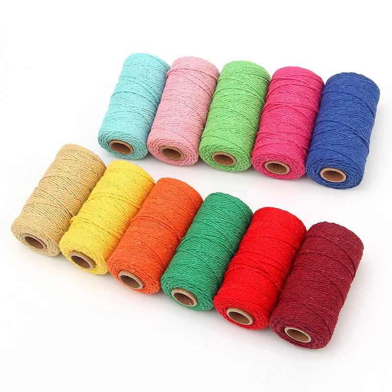 100% Cotton rope colorful twine macrame cord string thread for party wedding decoration accessory DIY cord 2mm*100m