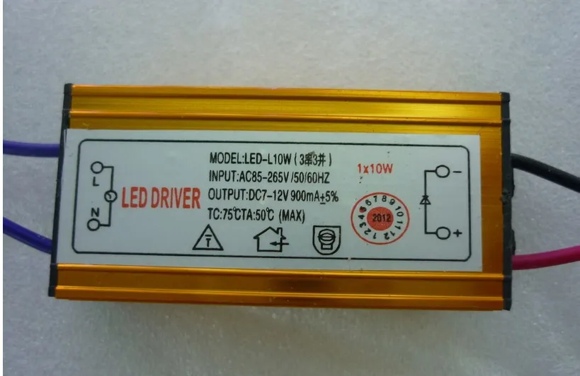 900mA Constant Current Source LED Driver 10W (Input AC85V-265V/Output DC7V-12V 100pcs/lot fedex fast free