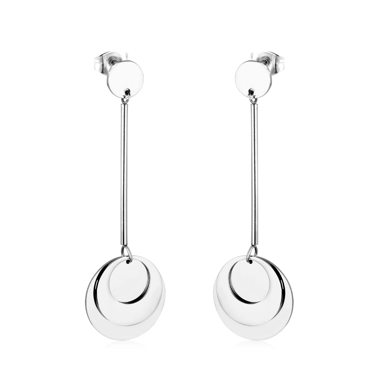 LUXUSTEEL Round Shape Drop Earrings Stainless Steel Gold/Silver Color Dangle Jewelry Women Fashion Accessories Wholesale Party