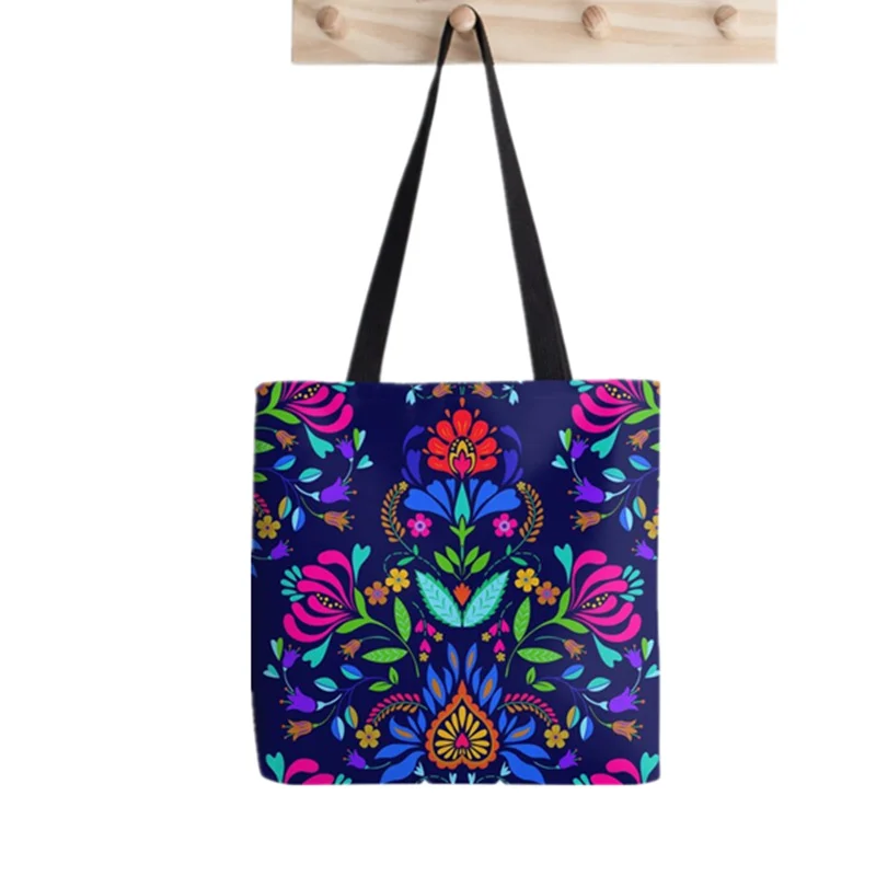 2021 Shopper Flower Foxes Tote Bag Print Tote Bag women Harajuku shopper handbag girl Shoulder shopping bag Lady Canvas Bag