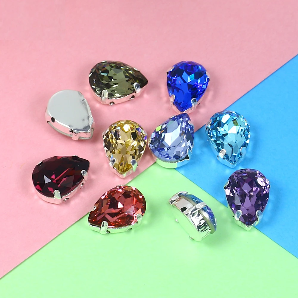 Смешанные цвета в форме капли 30 шт стеклянные стразы со стразами с когтями