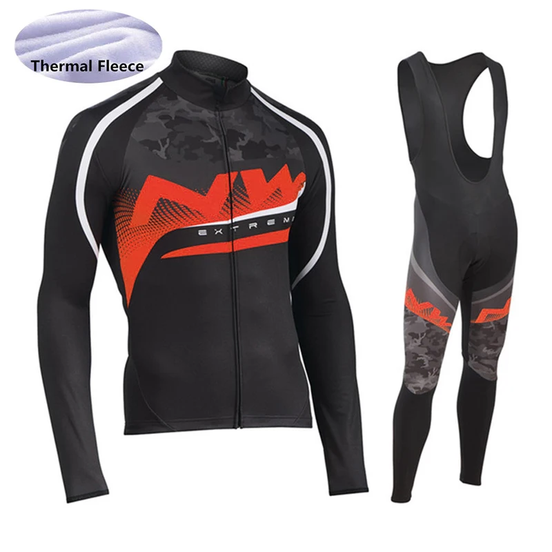 Bib Long suit NW зимний термальный флисовый велосипедный комплект велосипедная одежда горный велосипед велосипедная одежда Велоспорт Джерси Набор Майо Ropa Ciclismo Invierno - Цвет: Bib Long suit