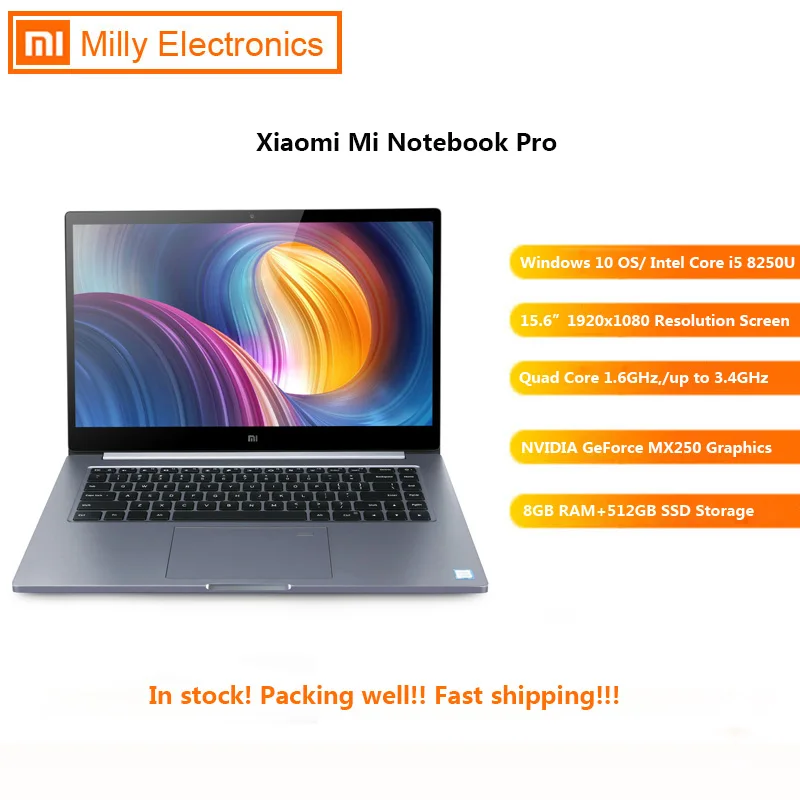 Xiaomi mi ноутбук Pro 15 6 дюймов Windows 10 Домашняя версия Intel Core I5 8250U четырехъядерный