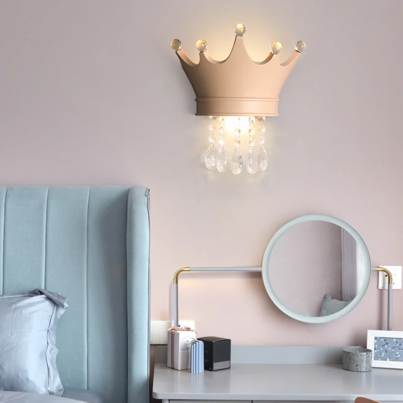 Nordic Crown Wall Lamp LED Bedroom Bedside Children's Room Light Living Sofa Background Decoration Lighting | Лампы и освещение