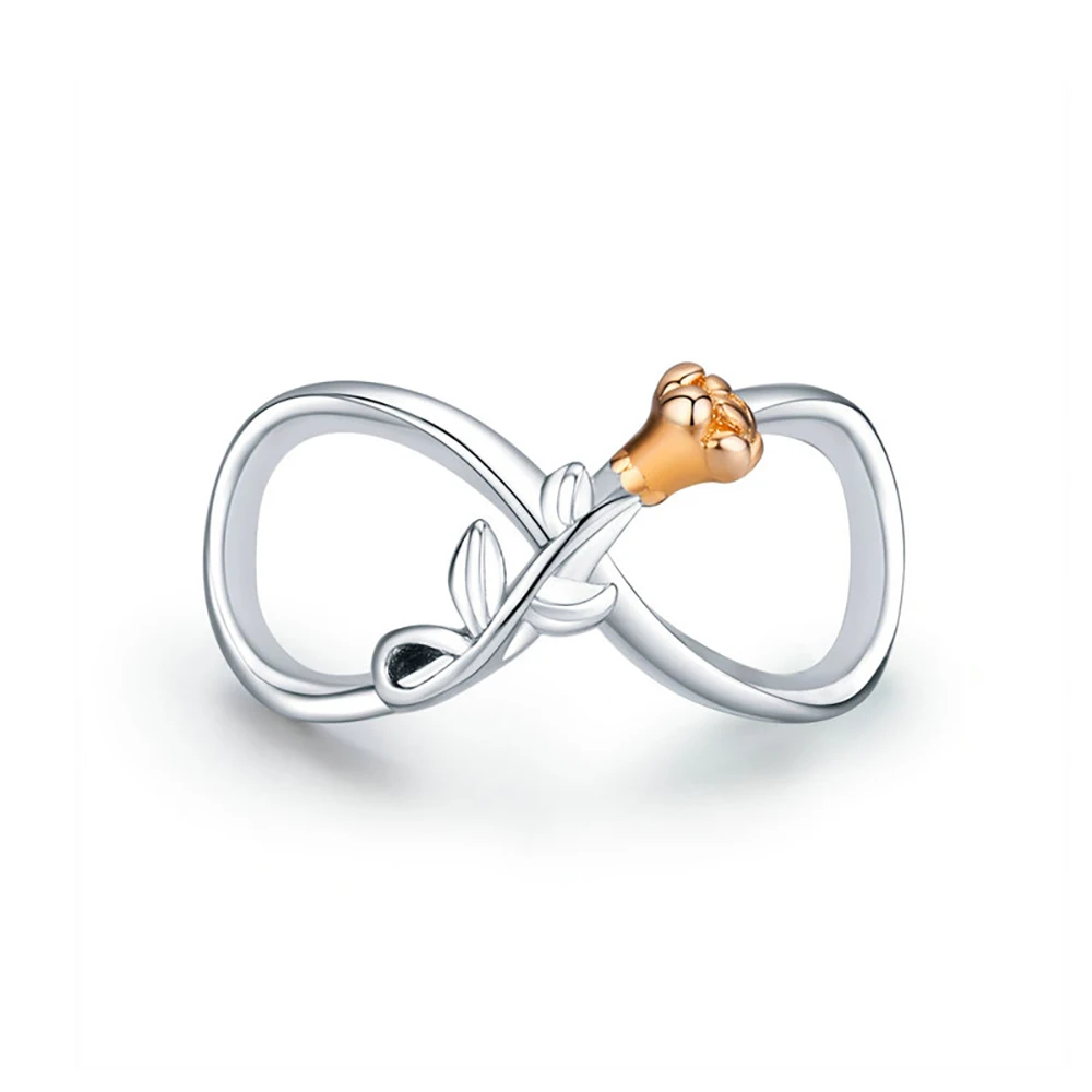 925 Sterling Silvre Rose Branch Flower Infinity Charm for Women Original Pandora Bracelet Silver DIY Jewelry Accessories | Украшения и
