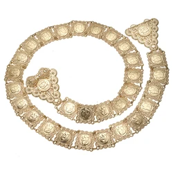Algerian Wedding Jewelry Napoleon Figure Hollow Flower Belt Arab Bridal Gift New French Coins Gold Bridal Belt Long Chain