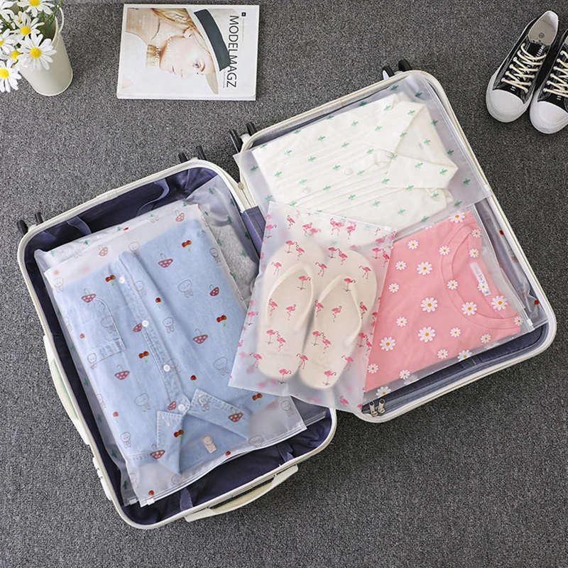 5pcs Transparent Storage Bags Travel Clothes Shoes Bag Portable Luggage  Organizer Cosmetic Make Up Pouch Ziplock Packing Bags