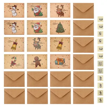 

12pcs Christmas Greeting Envelope Sets Retro Style Cards Sealing stickers