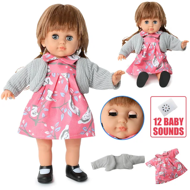  US $16.44  14 inch Baby reborn doll Simulation sound educational Toys 36cm soft Silicone lifelike fashion dres