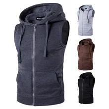 New Style Men Hooded Zipper Pocket Hoodie Waistcoat M19
