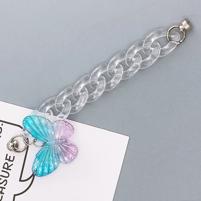 Acrylic Butterfly Anti-lost Mobile Phone Strap Cord Bracelet Phone Lanyard Chain for Women Cell Phone Case Hanging Cord 5