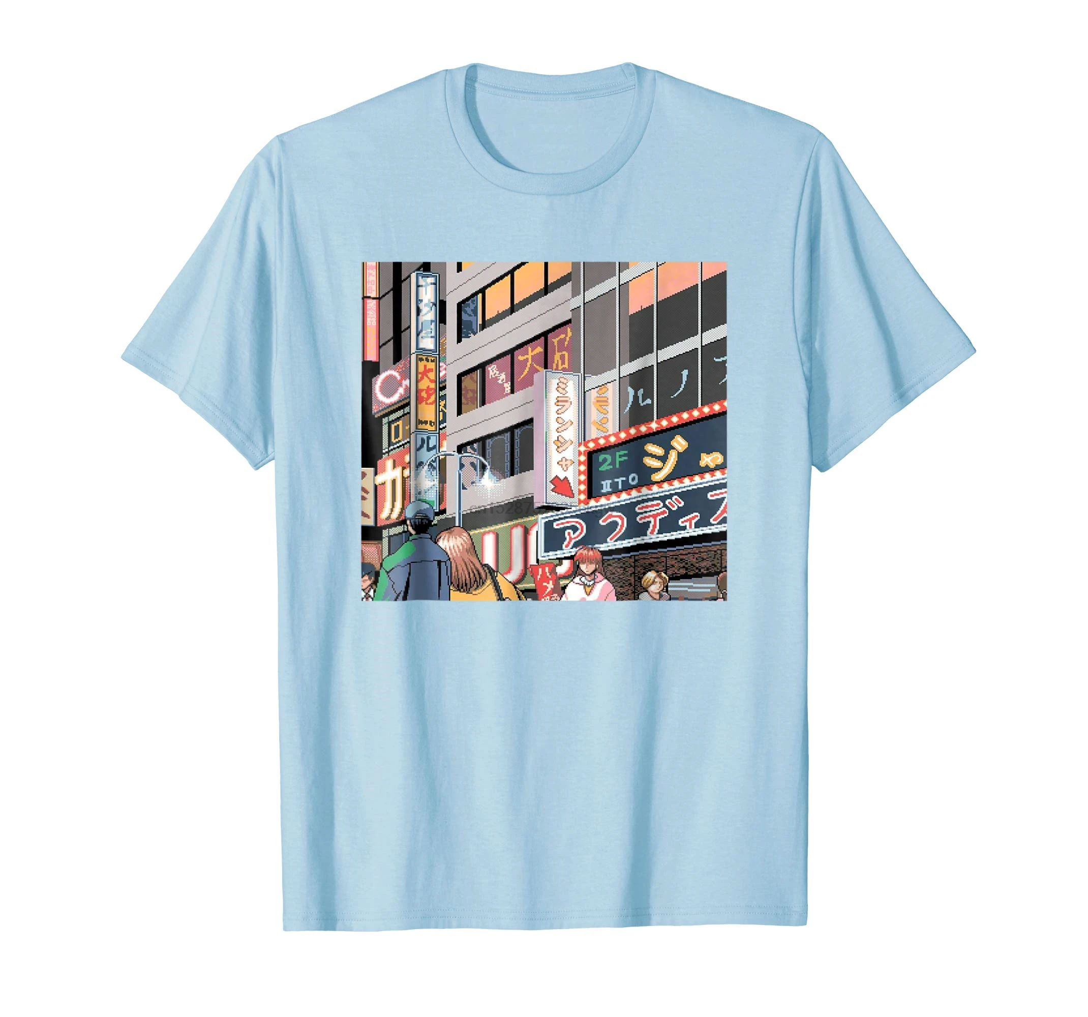 Модная мужская футболка неоновая ночь Токийский знак аниме бит Город Футболка 100%