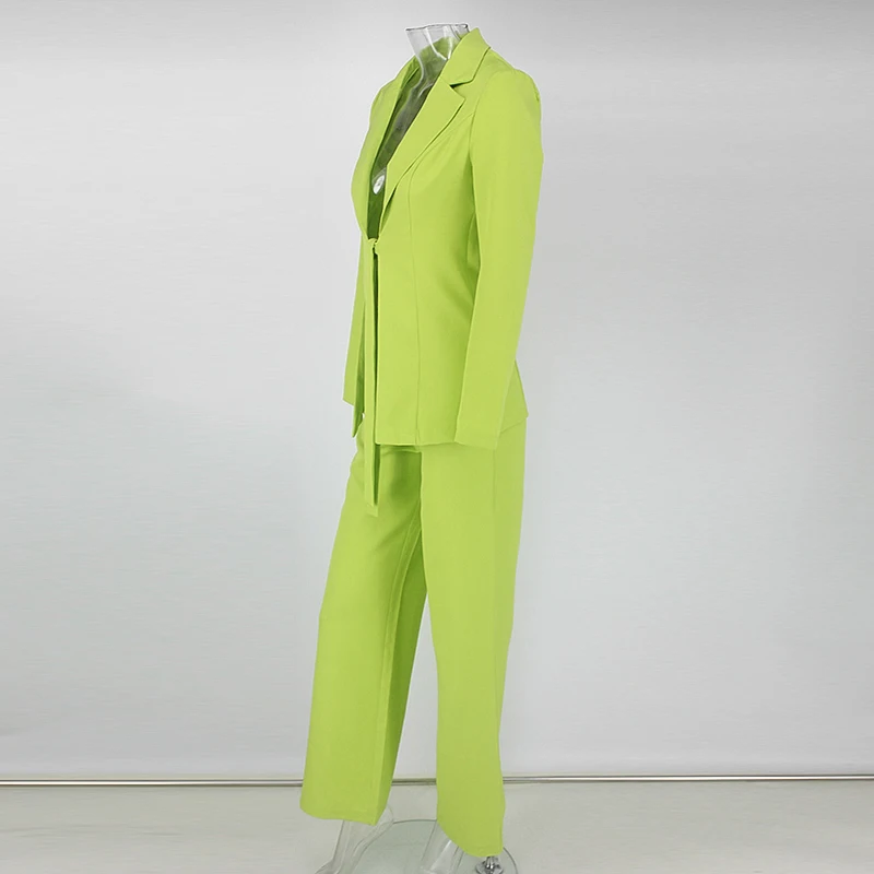 Ohvera лук женский костюм женские костюмы офисные наборы Повседневный блейзер и брюки формальный комплект из двух частей Terno Feminino
