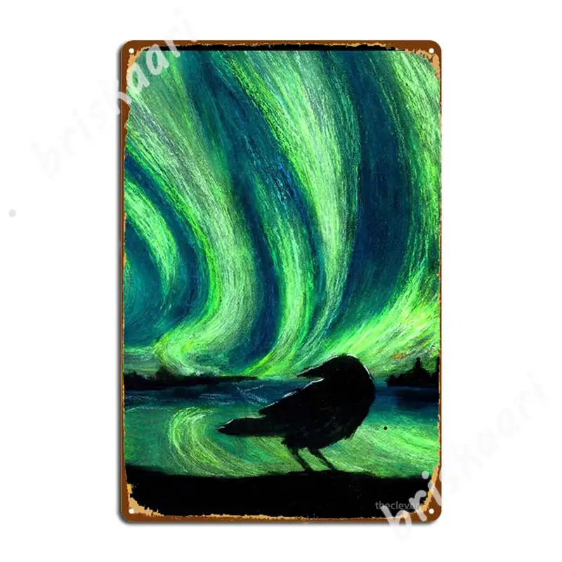 Raven In The Northern Lights Metal Signs Cinema Garage Soggiorno Pittura Decor Classic Tin Sign Poster