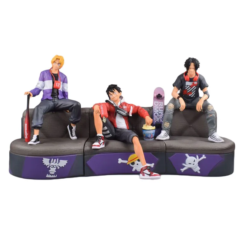 23 см аниме one piece GK Tide бренд три брата Луффи Ace диван модель игрушки ПВХ Фигурки игрушки Аниме подарок игрушки