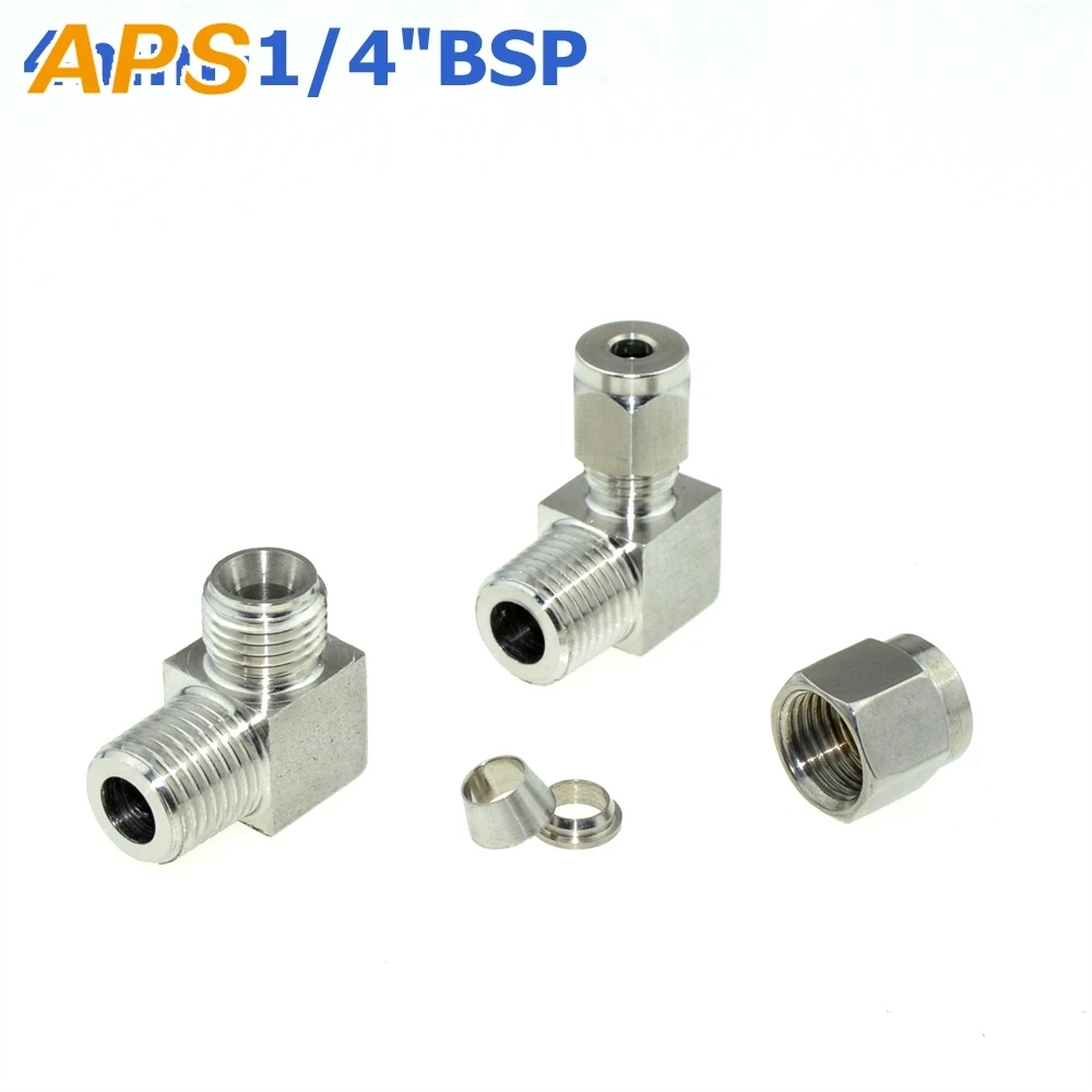 

2Pcs 1/4" BSPT Male Thread X 4MM Double Ferrule Tube Compression Elbow Fitting Male Thread Connector PT Compressor Accessories