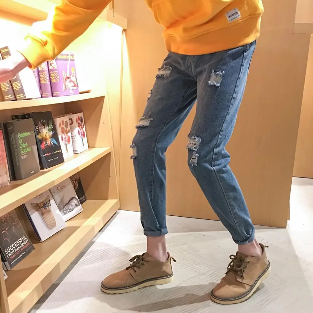 Ripped Denim Jeans Korean Men\\'s Casual 