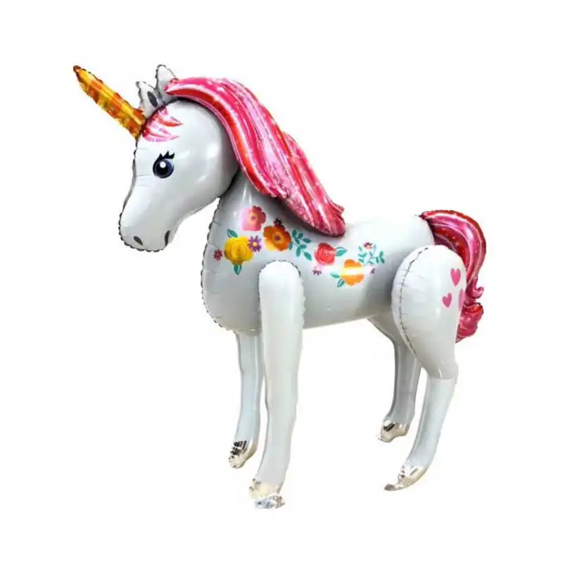 Большой 3d Unicornio прогулки животных фольги Воздушные шары Единорог принадлежности для вечеринки воздушный шар девочек Дети Декор День Рождения украшения подарки - Цвет: Белый