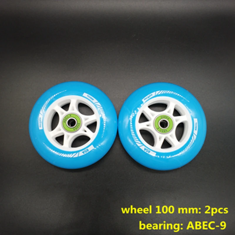 Колеса скутера 100*24 мм 2 шт./лот подшипники ABEC-9 110*24 мм - Цвет: blue 100mm