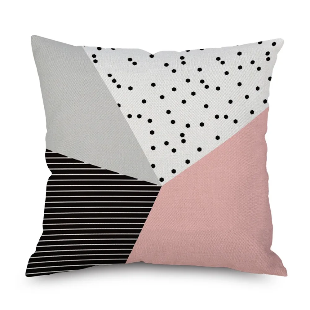 45* 45cm Square Lovers Decorative Throw Pillow Case Letters Pattern Printed Linen Pillowcase for Car Home Decoration