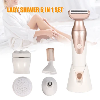 

2019 5-in-1 Electric Hair Removal Set Bikini Trimmer Women Rechargeable Shaver for Legs Waterproof