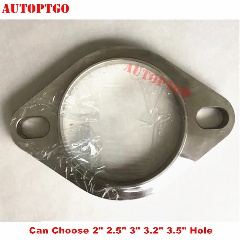 Stainless Steel Oval 2" 2.5" 3" 3.2" 3.5" Exhaust Pipe Flange Gasket 2 Bolts Hole Manifold Collector Flanges Header For All Cars