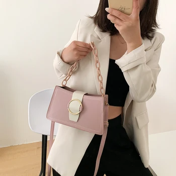 

Women PU Leather Shoulder Crossbody Bags Chain Fashion Messenger Totes Handbags Light Wild Simple Female Daily Messenger Bag