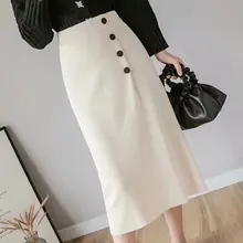 Spring and Autumn Wool Medium-length Skirt Knitted Long Skirt Autumn and Winter Half-length Skirt Loose Straight Cylinder Long W