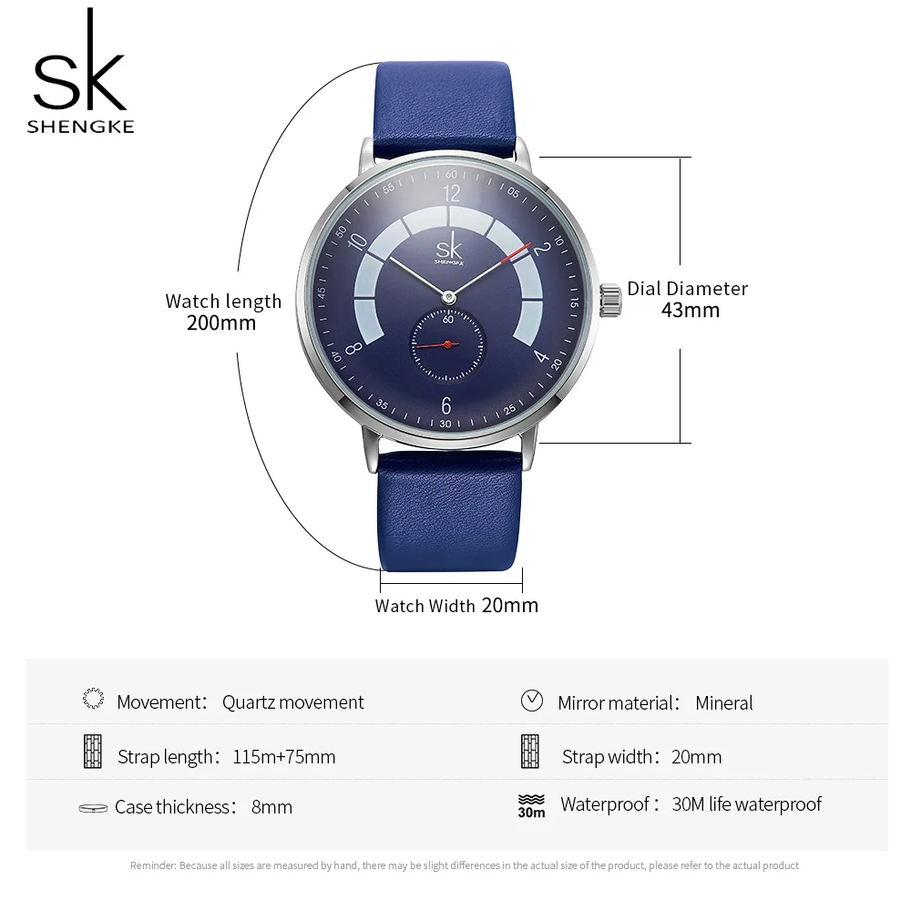 Shengke Men Watches Brand Fashion Men's Causal Waterproof Quartz Watch Leather Male Fashion Sport Wristwatches Relogio Masculino