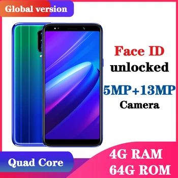 

A5 Pro Smartphones 13MP Global Version 4G RAM 64G ROM 5.5" face id unlock Quad Core Android mobile phones celulares Cellphones