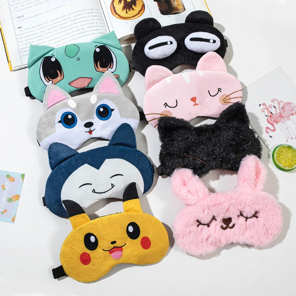 【Happier】 Cute Pikachu Plush Cartoon Anime Sleep Mask For Eyes Essential For Sleep Aid & Remedy For Sleeping To Sleep Better. 