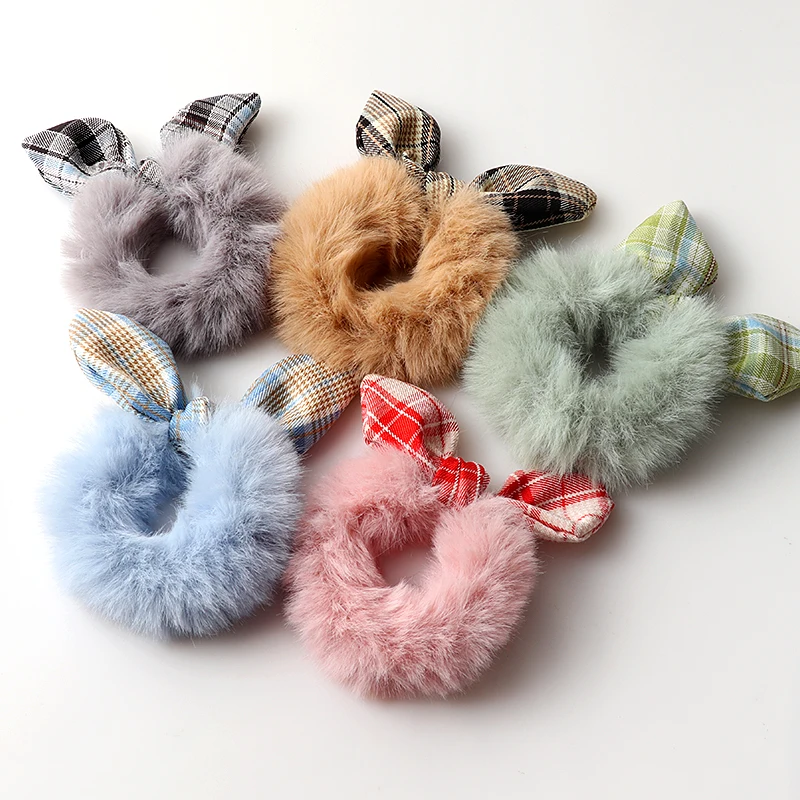 New Cute animal rabbit ear hair ring female rubber band elastic hair bands Korean headwear children hair Accessories ornaments