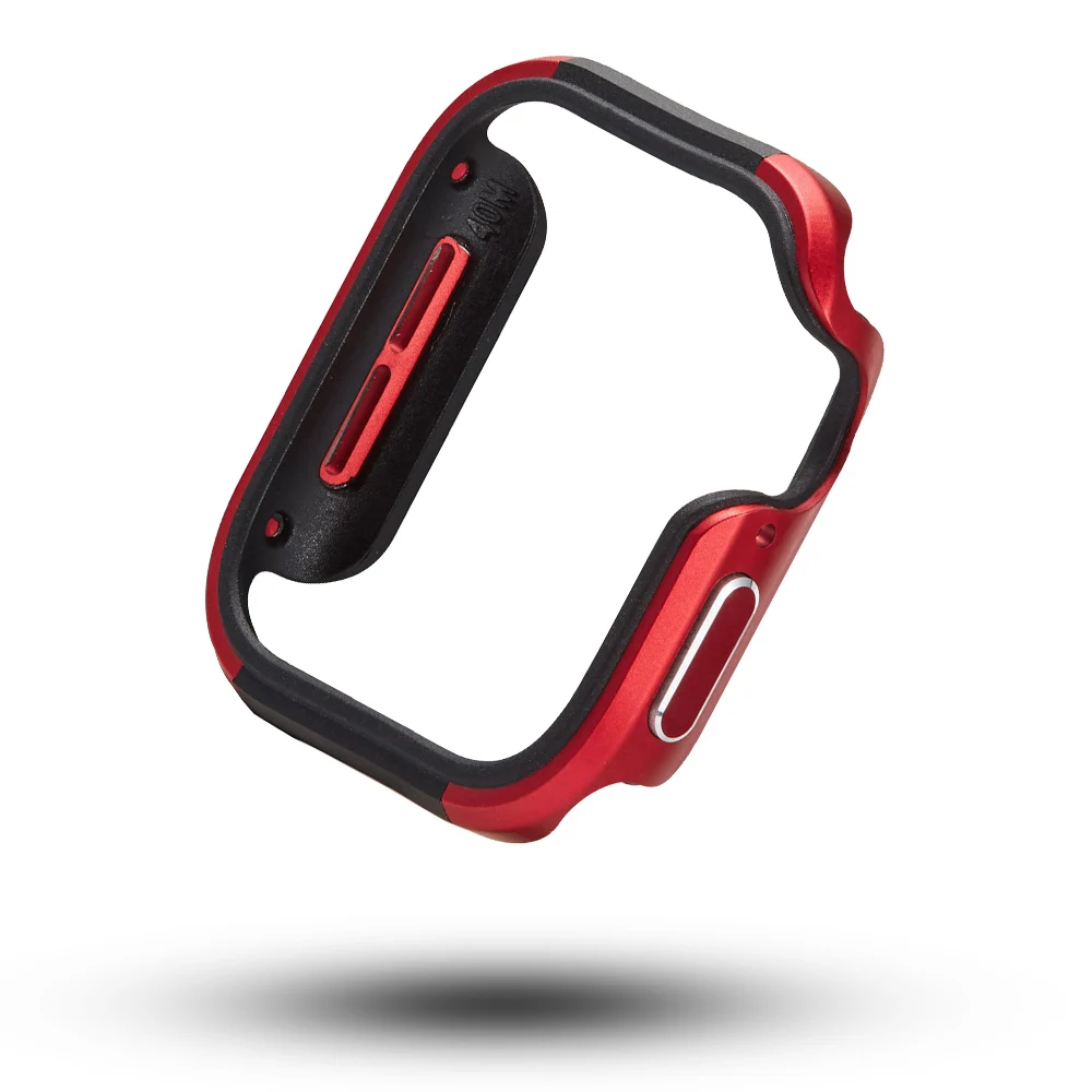Metal+TPU High Quality Protector Case for Apple Watch Series 5 4 Cover 44mm 40mm Bumper for iWatch Hard Frame Accessories - Color: Red