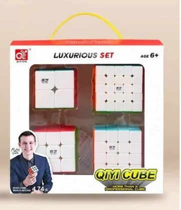 4pcs set Cubing Speed Bundle Moyu MofangJiaoshi 2x2 3x3 4x4 5x5 Meilong Qiyi Magic Cube Packing Educational Toys For Children 11