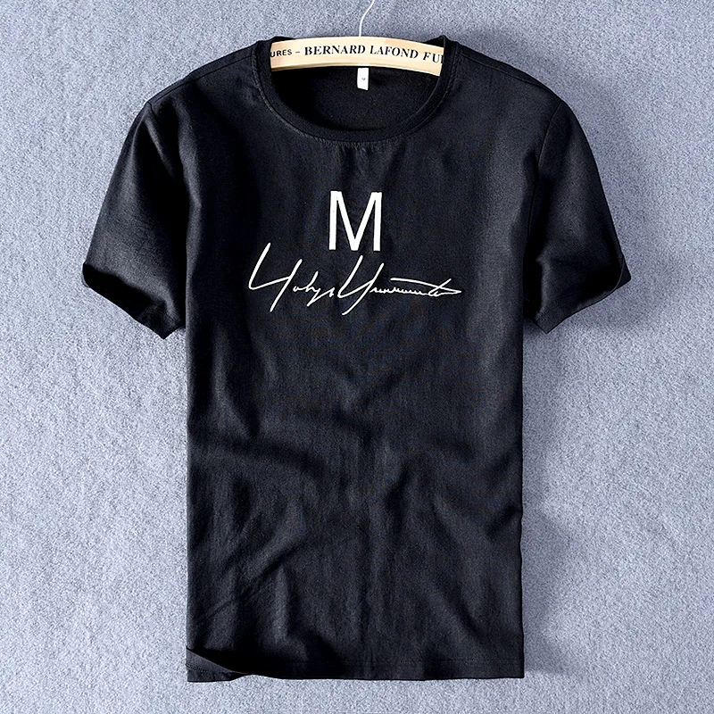

Fashion Letter Embroidery T Shirt Men 2019 Summer New Cotton Linen T-shirts Casual Cool Breathable High Quality Tshirt Tops Tee