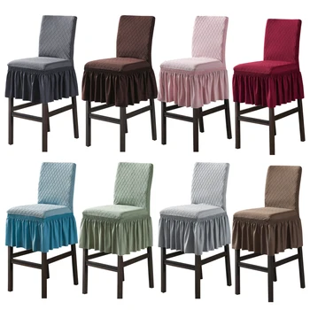 

solid Bar high chair cover jacquard printed chair skirt protector elastic stretch wedding decoration banquet gift