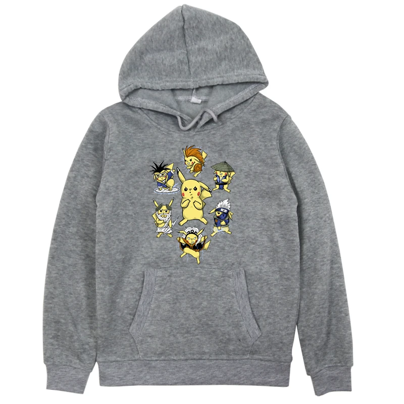 Hoodies 3 Новые толстовки с капюшоном для мальчиков и девочек с изображением покемона Пикачу; Детские зимние плотные толстовки; Бархатные Топы для малышей; костюм - Цвет: Hoodies 3
