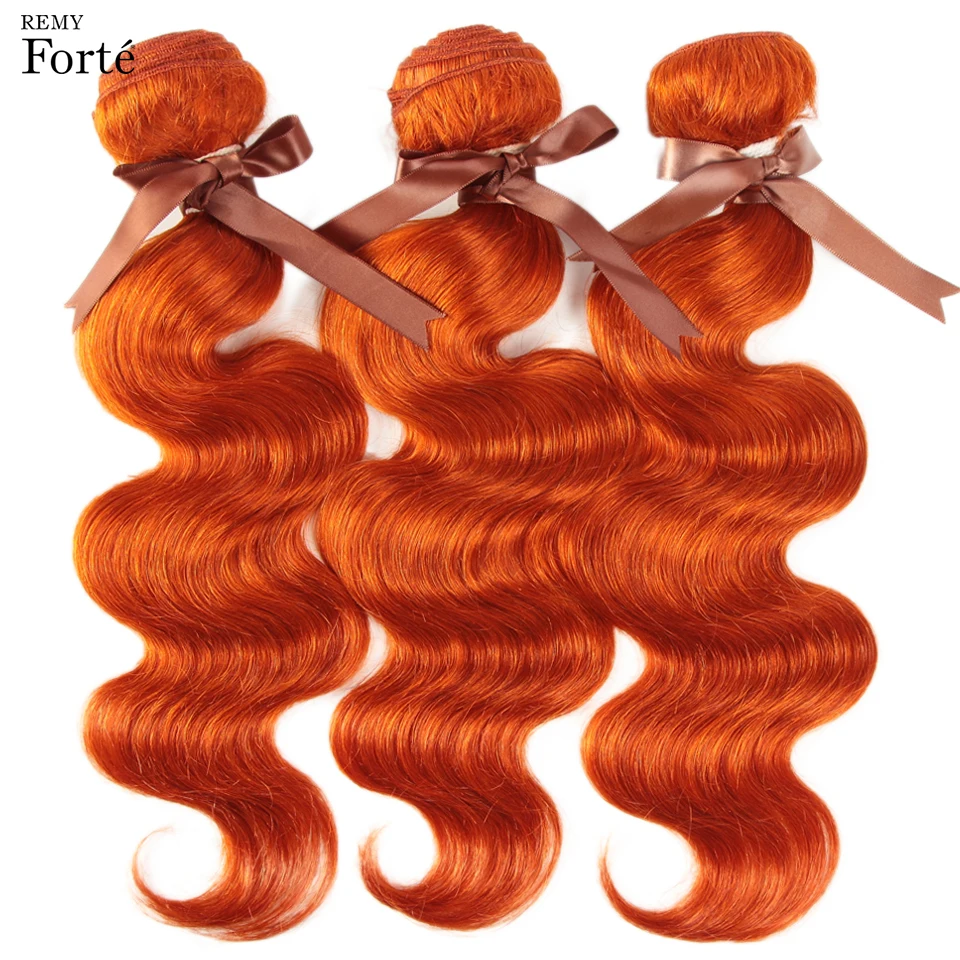 Remy Forte Human Hair Red Bundles Brazilian Hair Weave Bundles orange Body Wave Human Hair Bundles 100% Remy Hair 3/4 bundles