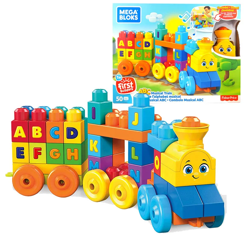 Подлинный продукт Mega Bloks Meigao строительные блоки большие частицы здание музыка надписи обучения поезд